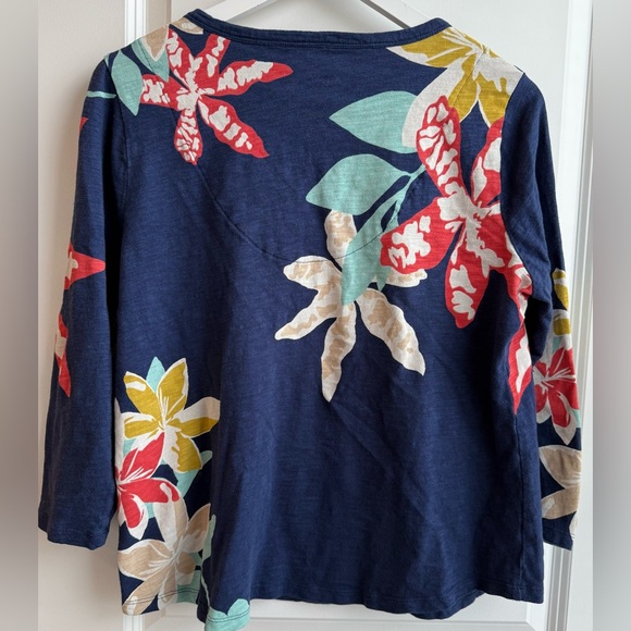 Chico’s Floral V-Neck 3/4 Sleeve Cotton Modal Top Spring Printed Bohemian Large - Picture 6 of 8